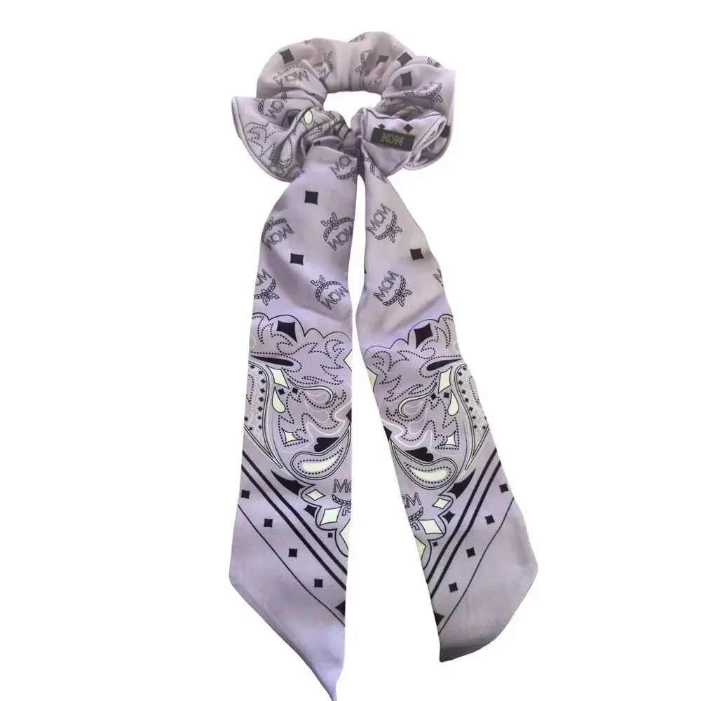 MCM silk and cotton purple rose banadanna scrunchie Full Set! Ready For Gifting - Picture 2 of 5